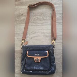 Coach Navy and Brown Crossbody Bag